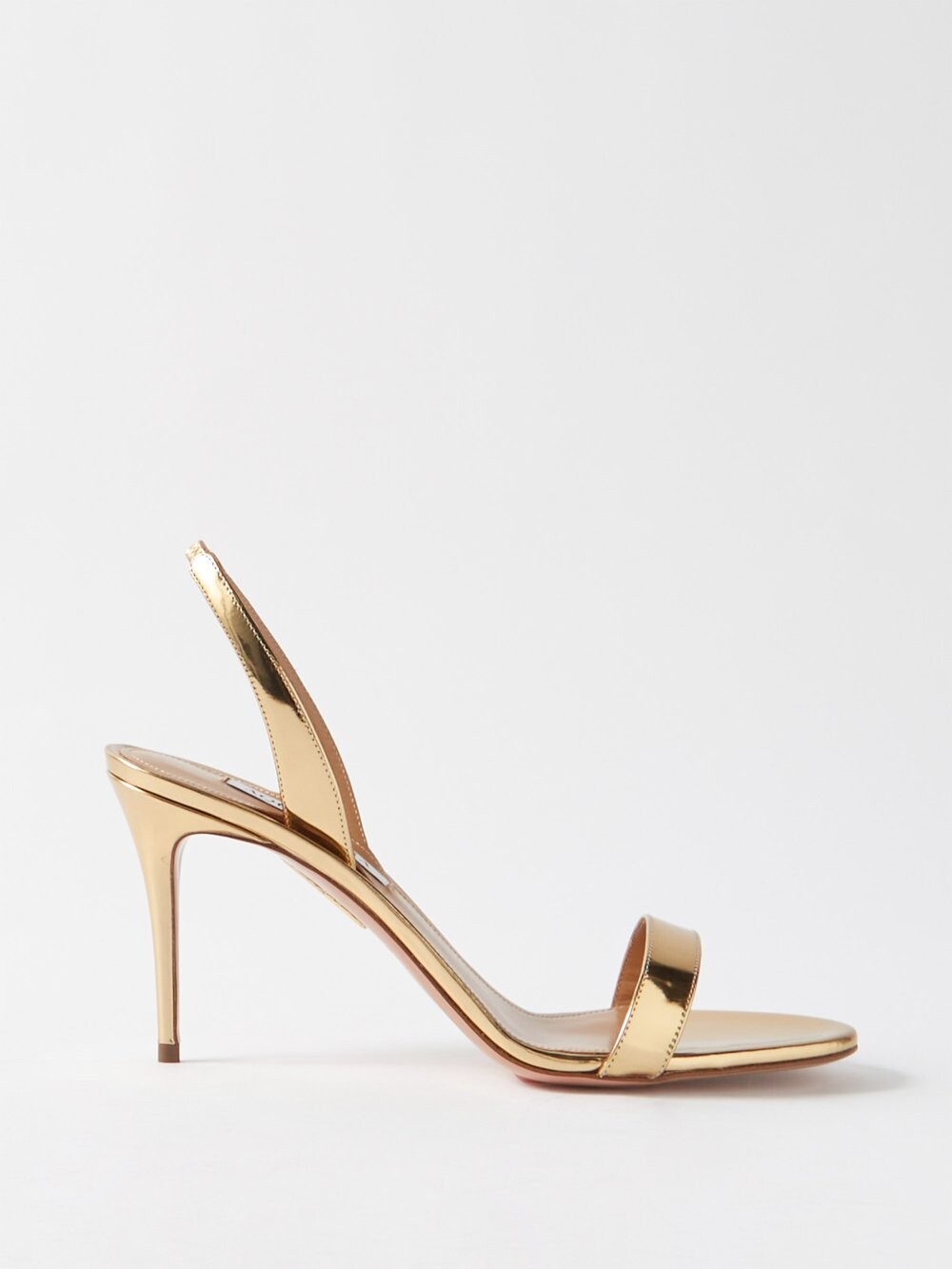 

Босоножки so nude 85 из зеркальной кожи с пяткой на пятке Aquazzura, золото