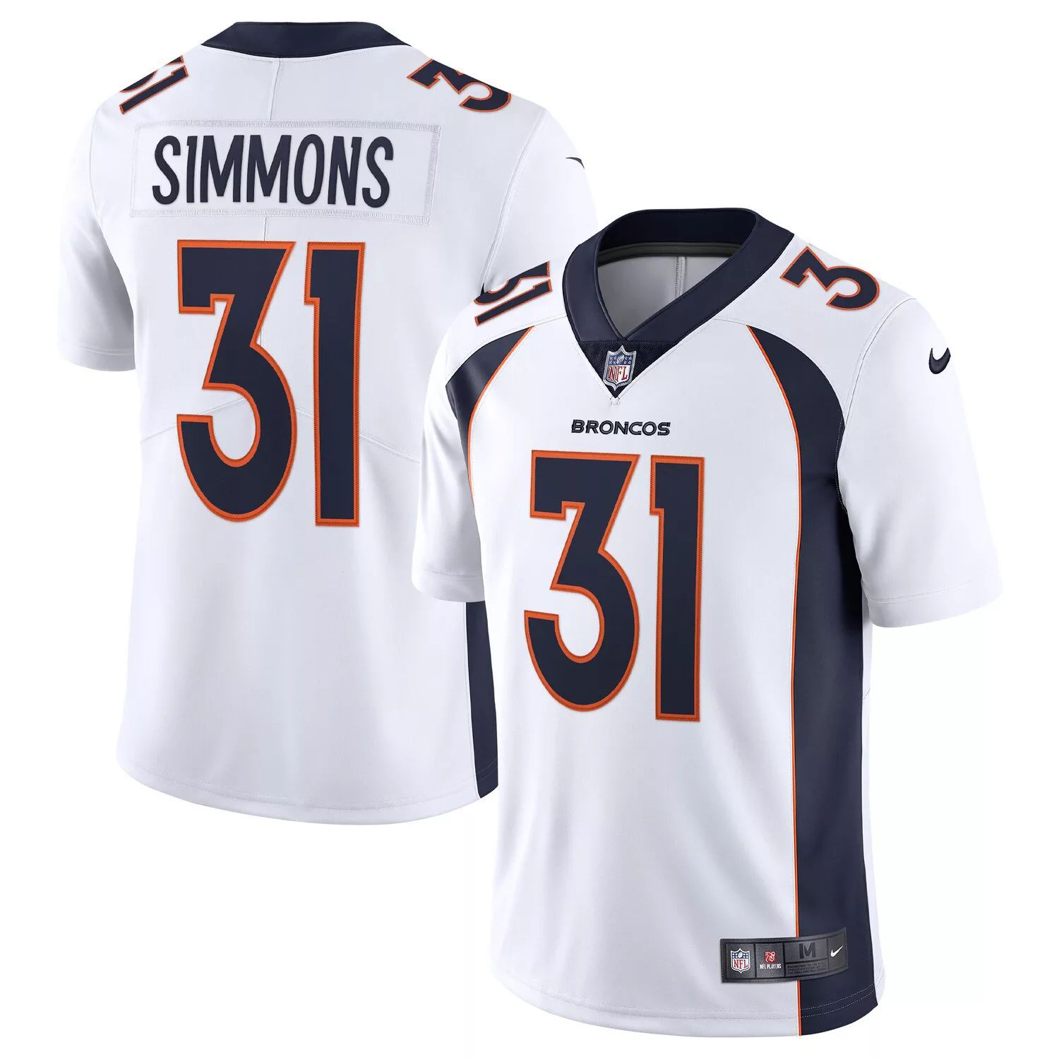 

Мужское белое джерси Justin Simmons Denver Broncos Vapor Limited Nike, Белый