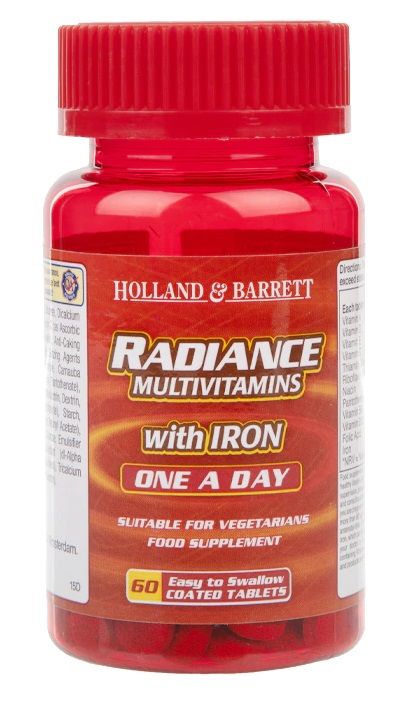 Комплекс витаминов и минералов в таблетках Holland & Barret Radiance Multi Vitamins & Iron One a Day, 60 шт комплекс витаминов и минералов qnt daily vitamins 60 шт