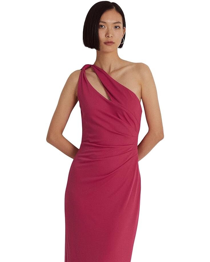 

Платье LAUREN Ralph Lauren Jersey One-Shoulder Cocktail Dress, цвет Sport Pink
