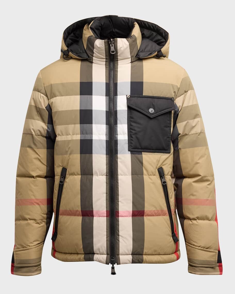 

Мужская куртка-пуховик в клетку Rutland Burberry, Коричневый, Мужская куртка-пуховик в клетку Rutland Burberry
