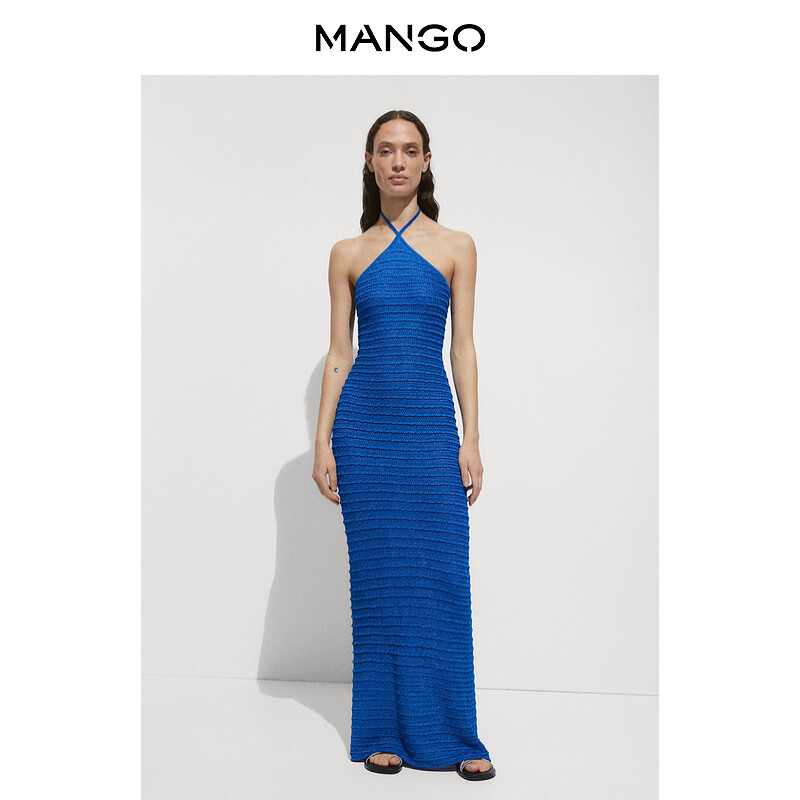 Женское платье Mango с открытой спиной, синий