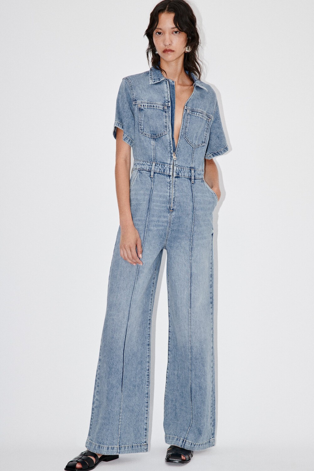 

Длинная джинсовая куртка zw Zara, синий