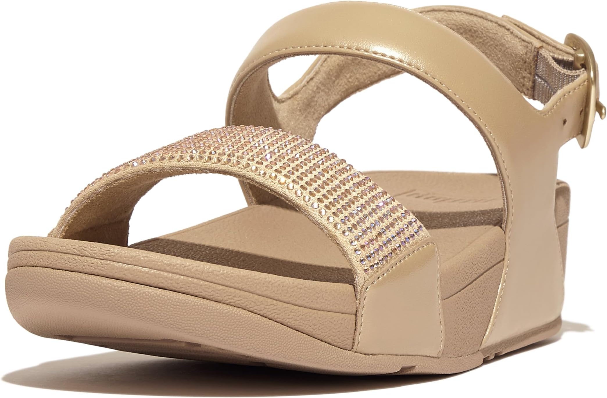 

Босоножки Lulu Crystal Embellished Back-Strap Sandals FitFlop, цвет Latte Beige