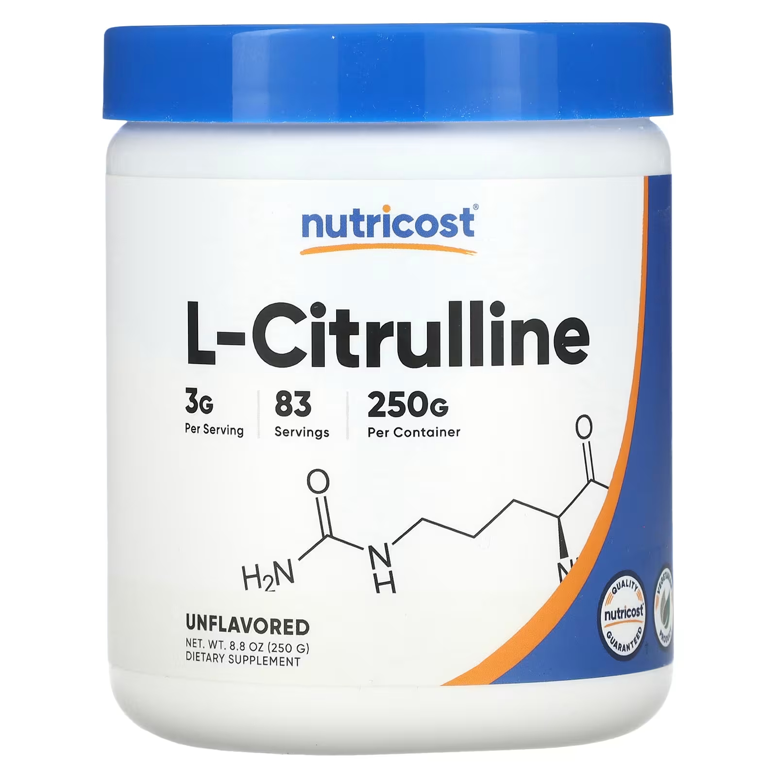 Nutricost L-цитруллин без вкуса, 8,8 унции (250 г) l карнозин nutricost без вкуса 50 г