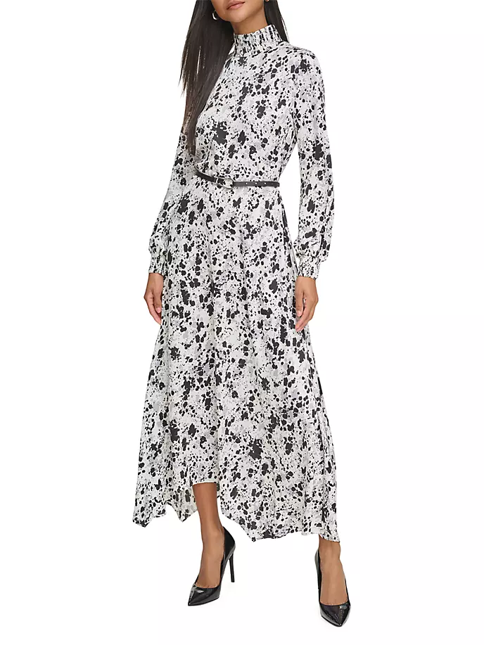 

Платье миди с поясом и узором City Mist Donna Karan New York, мультиколор