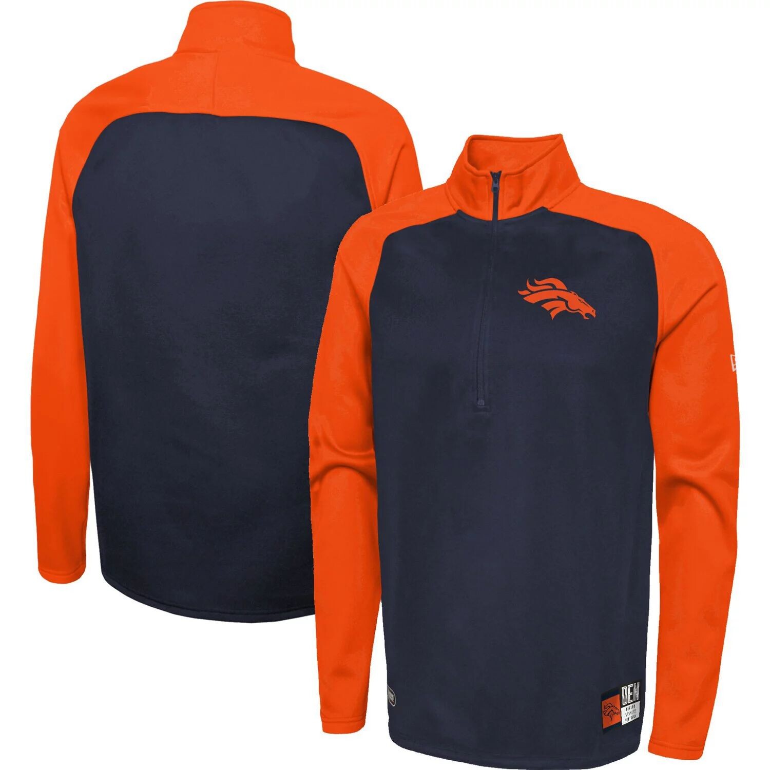

Мужская темно-синяя куртка Denver Broncos Joint Authentic O-Line с полумолнией на молнии реглан New Era