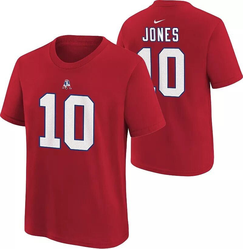 

Красная футболка Nike Youth New England Patriots Mac Jones № 10 с возвратом