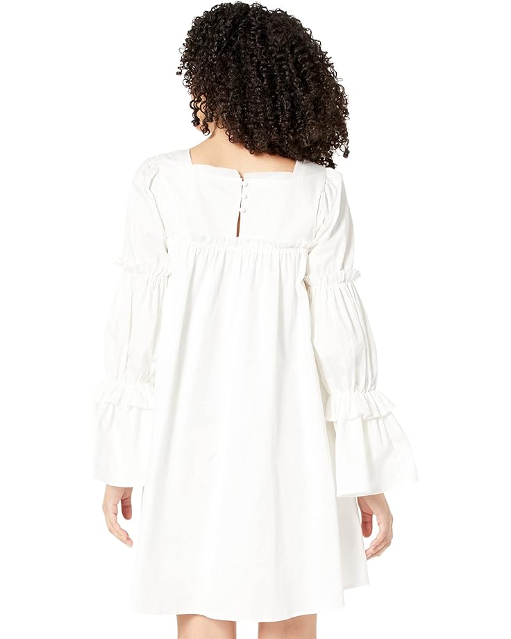платье moon river square neck tiered dress Платье MOON RIVER Poplin Asymmetrical Tiered Mini Dress, белый
