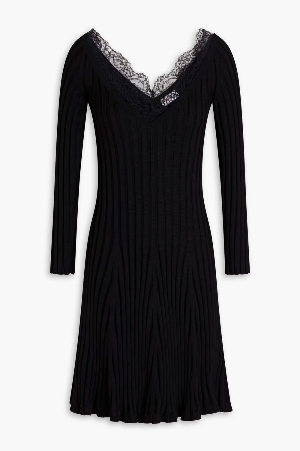 

Платье мини в рубчик с кружевной отделкой Redvalentino, черный
