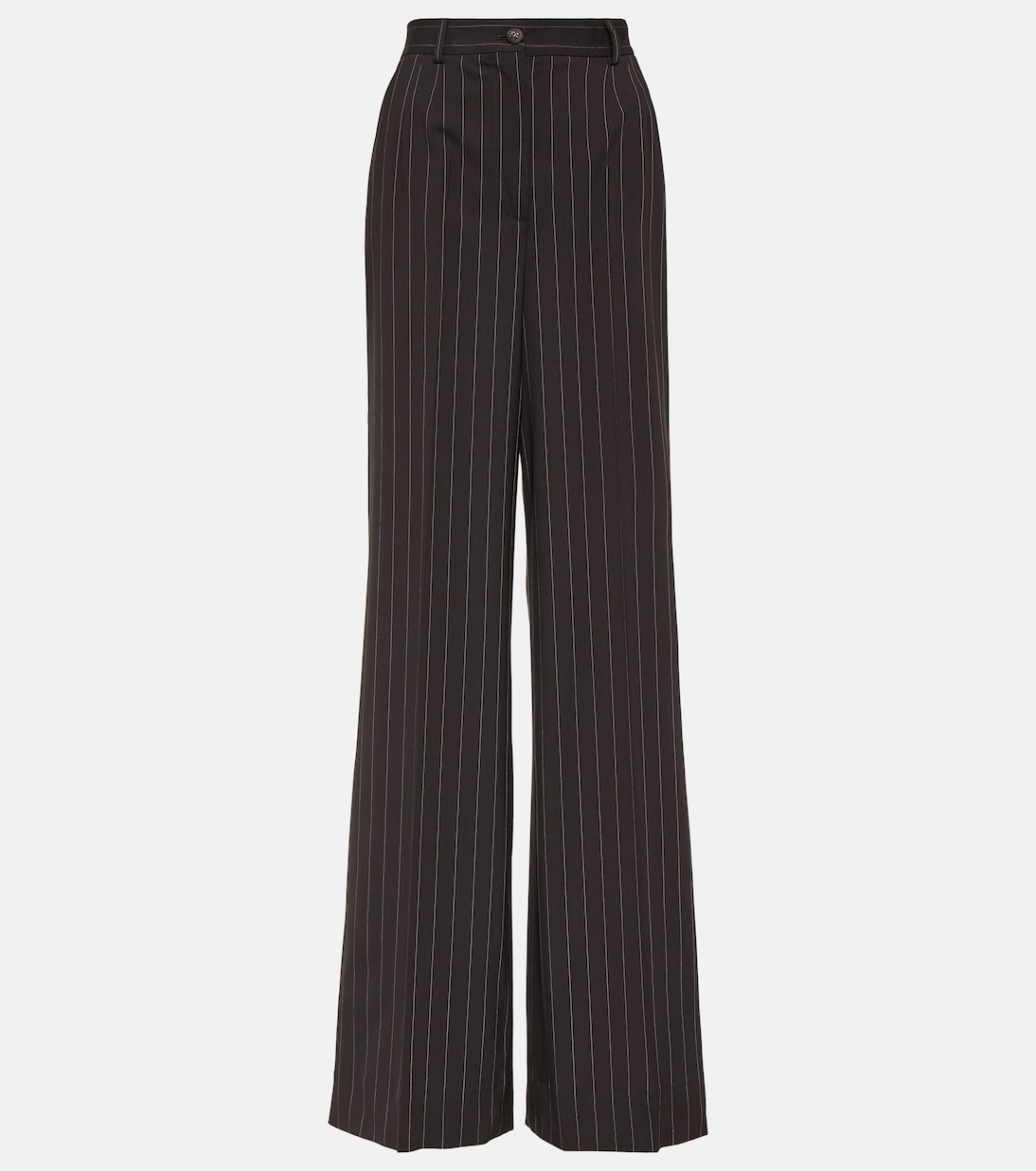 Широкие брюки из шерсти с высокой посадкой в тонкую полоску Dolce&Gabbana, черный