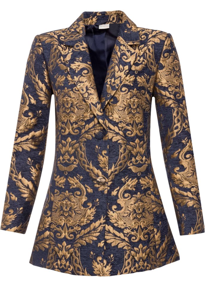 Короткое пальто из золотого жаккарда Bodyflirt Boutique, синий