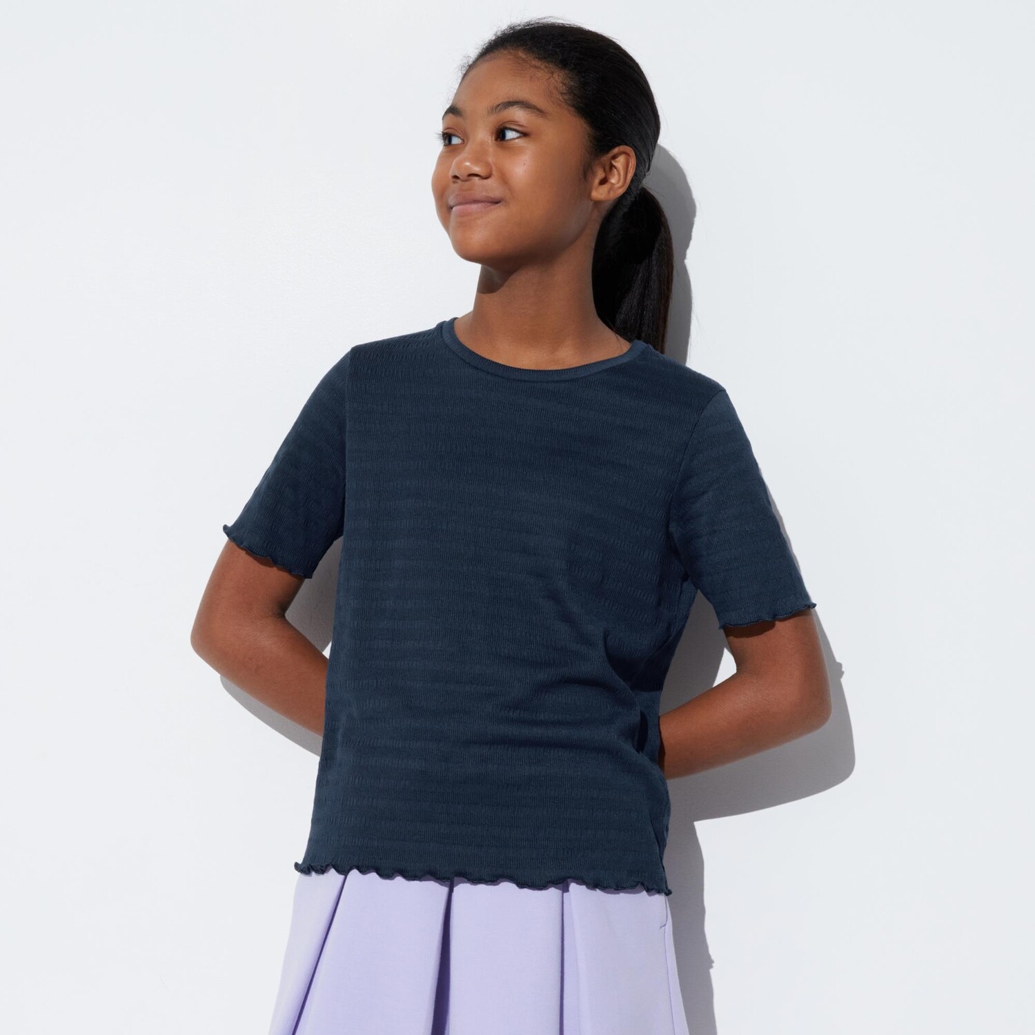 

Футболка UNIQLO Shiring Mellow с коротким рукавом, темно-синий
