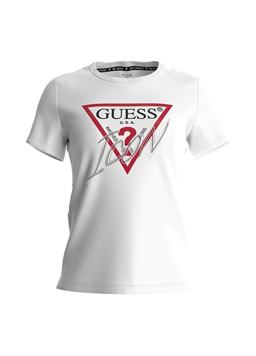 

Белая женская футболка с круглым вырезом Guess, Белый