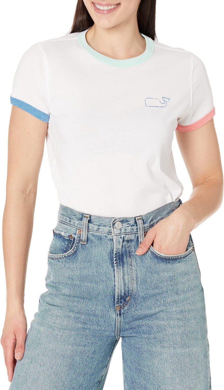 

Винтажная футболка с короткими рукавами и изображением кита Vineyard Vines, цвет White Cap