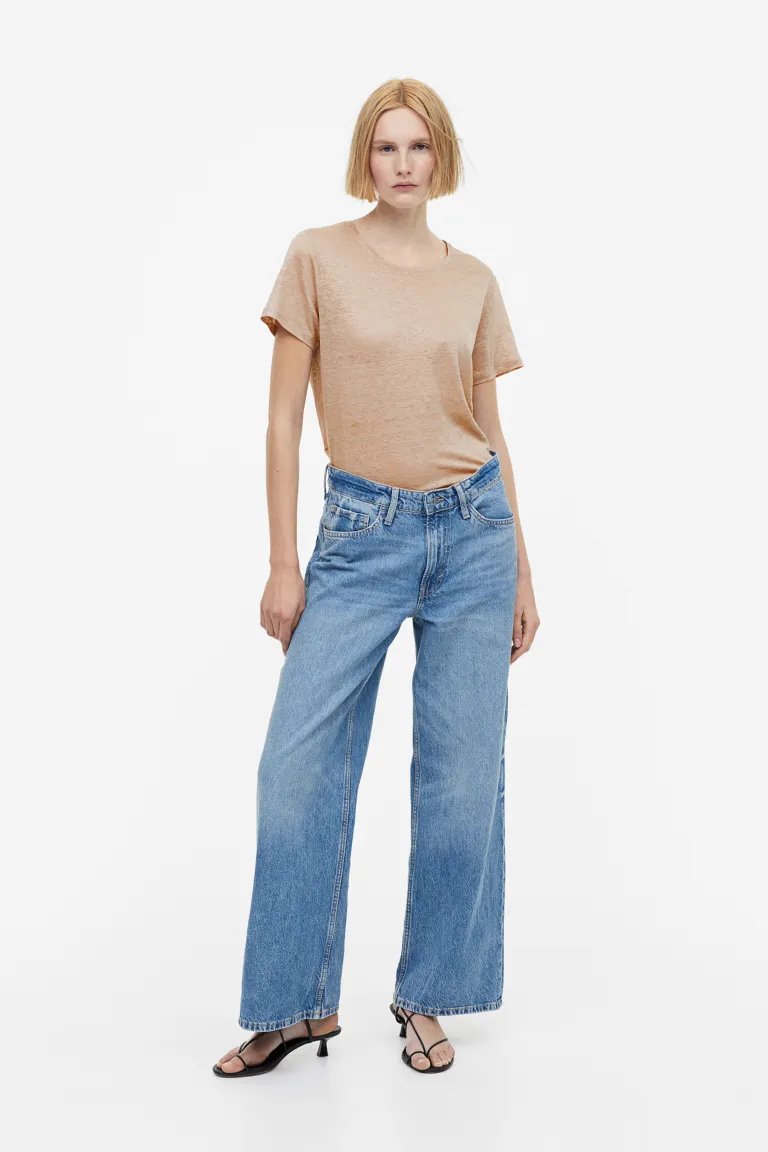 

Футболка из льняного джерси H&M, бежевый