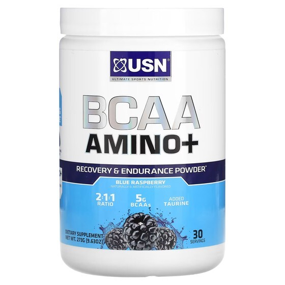 

Порошок для восстановления и выносливости USN BCAA Amino+, голубая малина