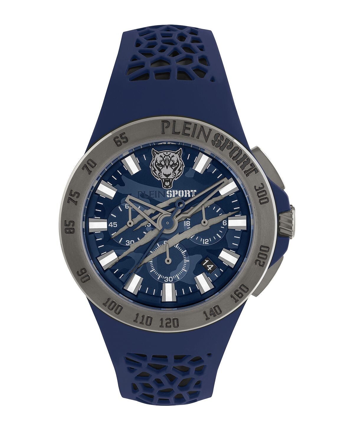 

Мужские часы Thunderstorm Chrono Blue с силиконовым ремешком, 43 мм Plein Sport