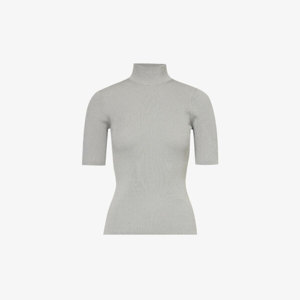 

Вязаный топ узкого кроя Peter с высоким воротником Max Mara, серебряный, Серый