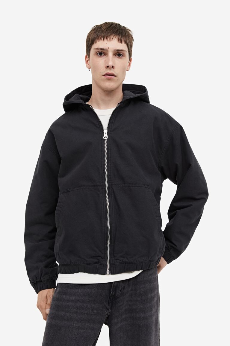 

Холщовая куртка свободного кроя с капюшоном H&M