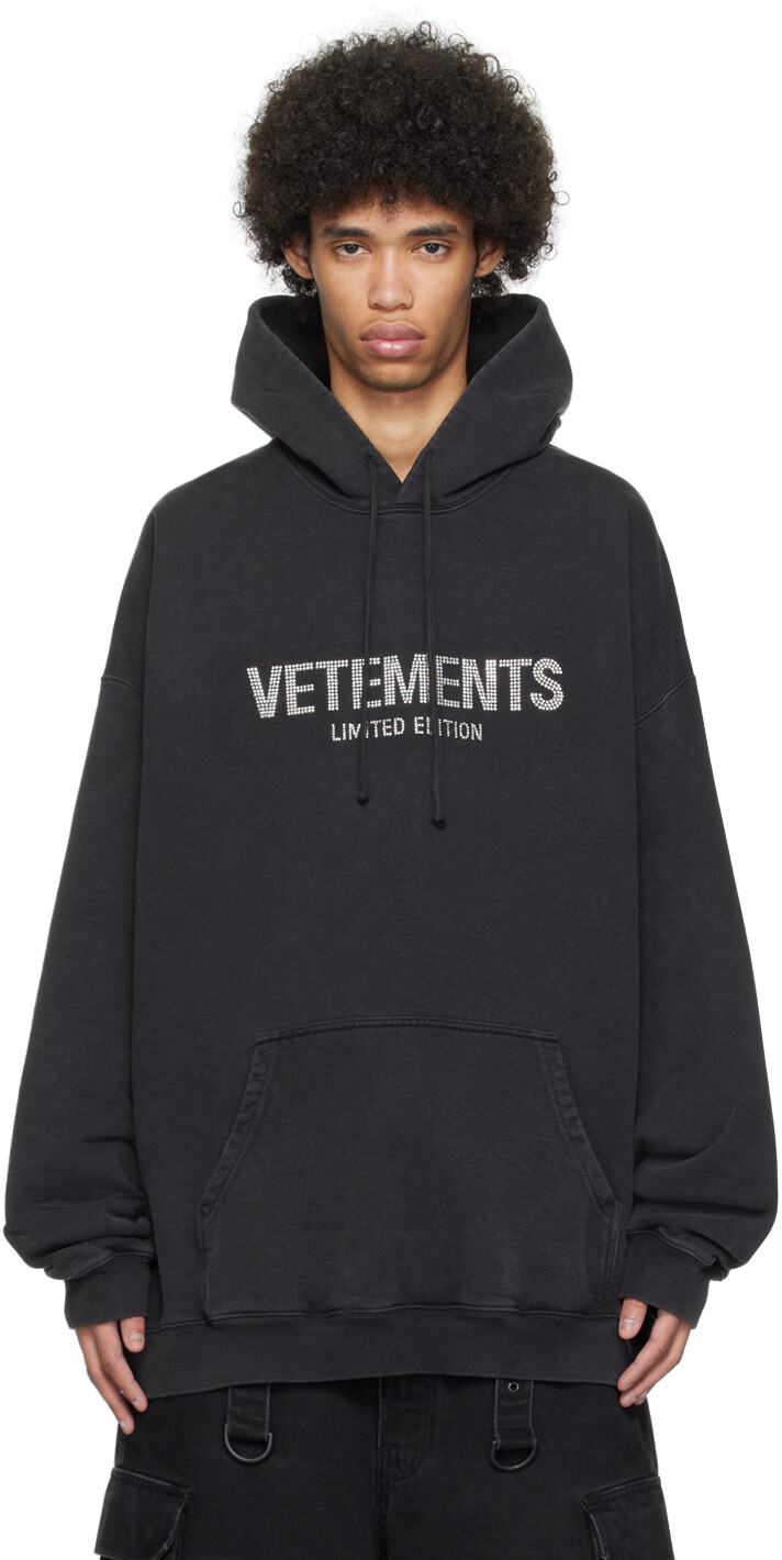 

Черный худи с кристаллами Vetements