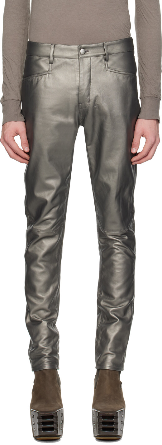 

Кожаные брюки Tyrone цвета бронзы Rick Owens