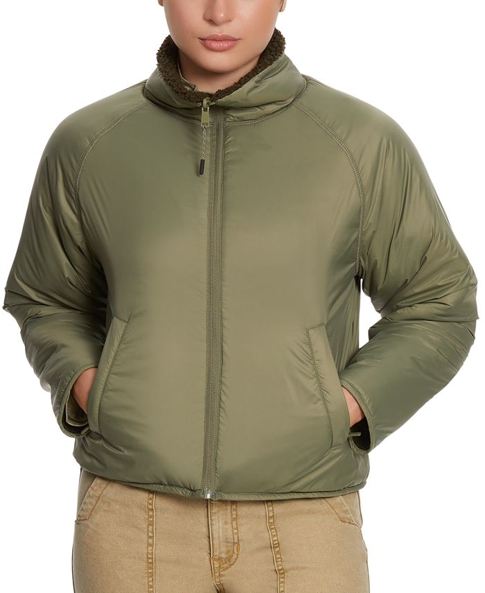 куртка из нейлона с логотипом guilty xl Женская двусторонняя флисовая куртка на молнии BASS OUTDOOR, зеленый