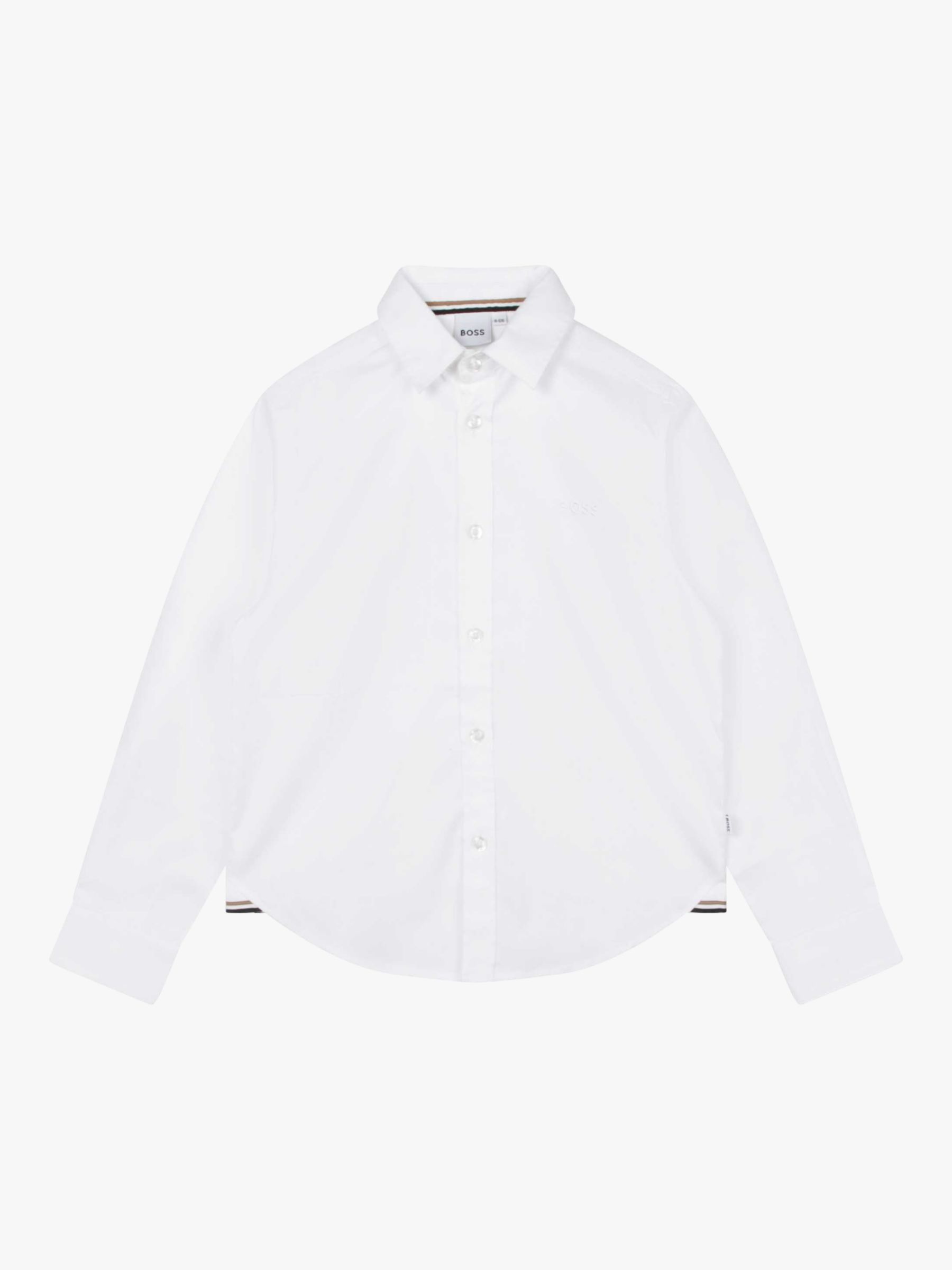 Детская оксфордская рубашка BOSS с длинным рукавом HUGO BOSS, белый рубашка зауженная из ткани оксфорд с длинными рукавами xs синий