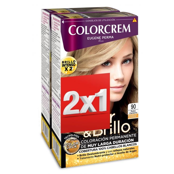 

Краска для волос Tintes Pack 2x1 Colorcrem, 90 Rubio Clarísimo