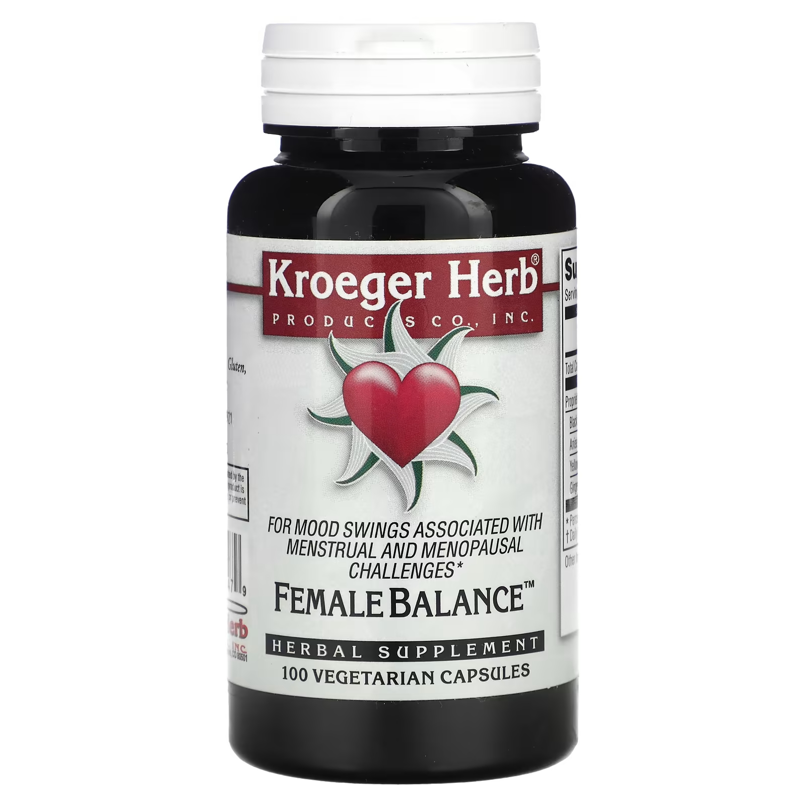 Растительная добавка Kroeger Herb Co женский баланс, 100 капсул растительная добавка kroeger herb co lung formula 100 вегетарианских капсул
