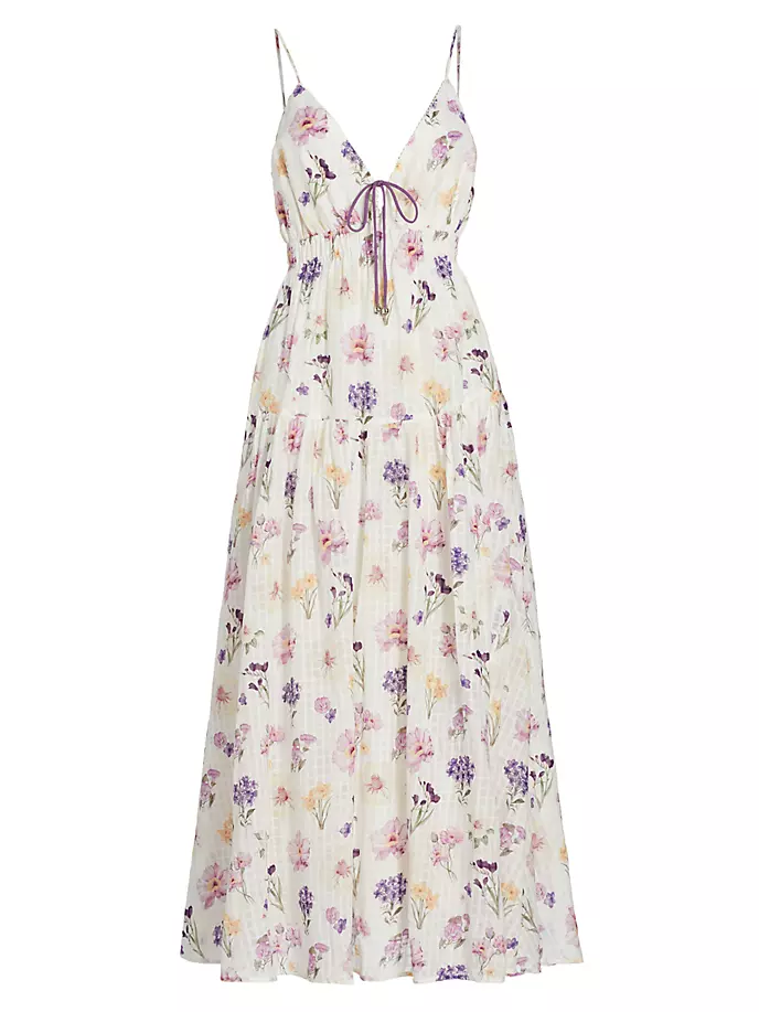 цена Хлопковое платье макси с цветочным принтом Phoebe Kivari, фиолетовый
