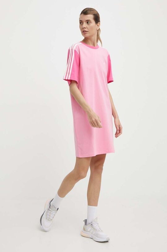 Хлопковое платье adidas, розовый