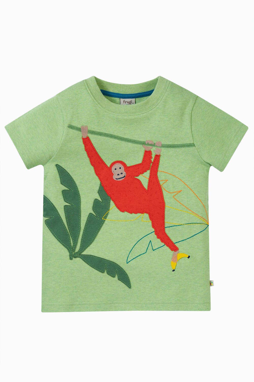 

Футболка с аппликацией в виде орангутанга Frugi, зеленый
