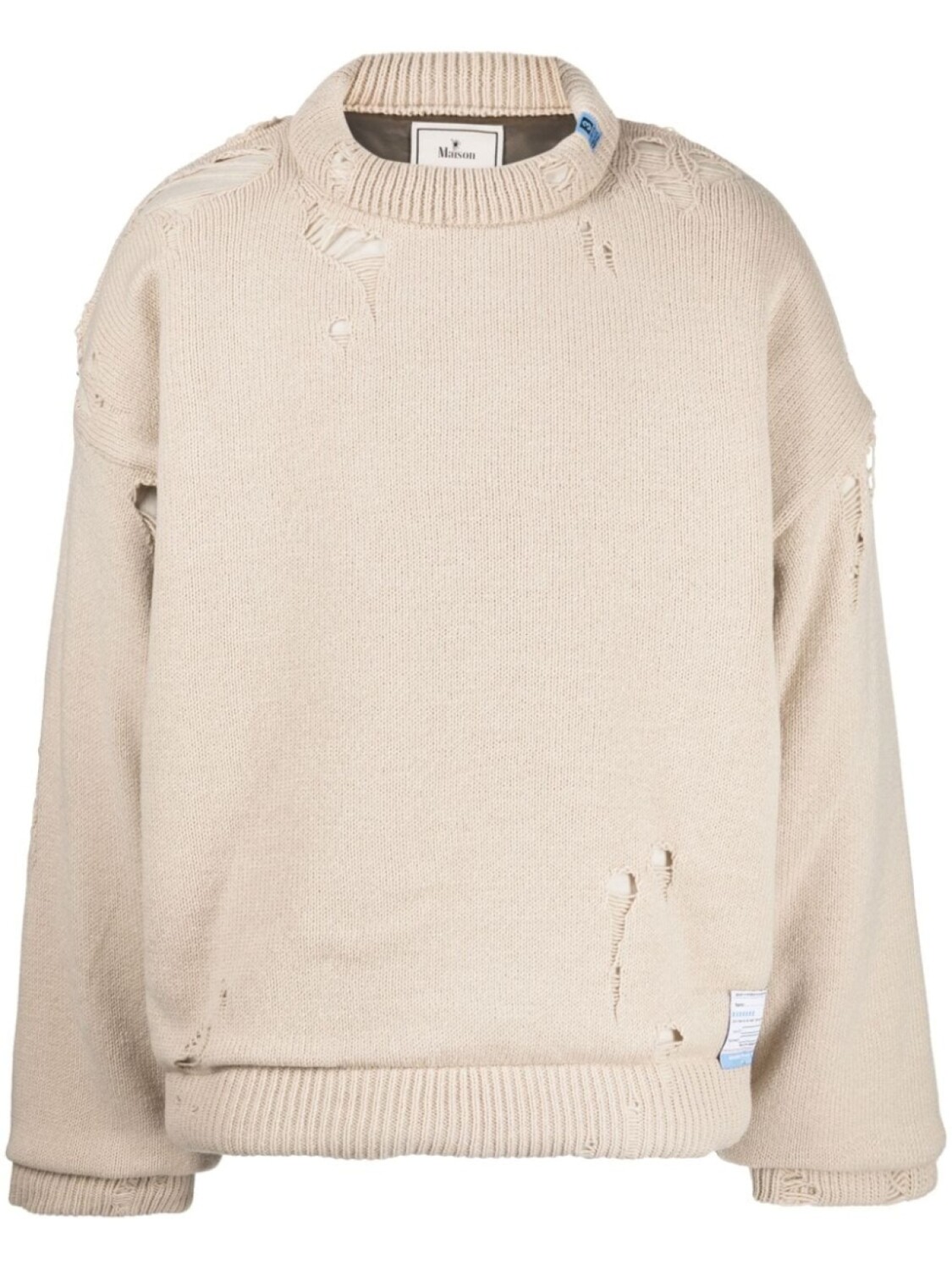 

Maison Mihara Yasuhiro logo-patch wool-blend sweatshirt, нейтральный цвет