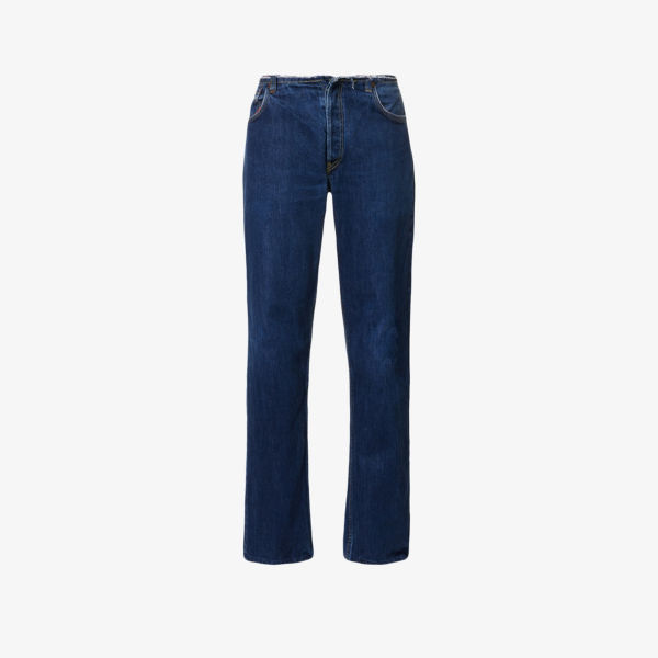 цена Потертые расклешенные джинсы из переработанного денима с низкой посадкой Jean Vintage, цвет rinse blue wash