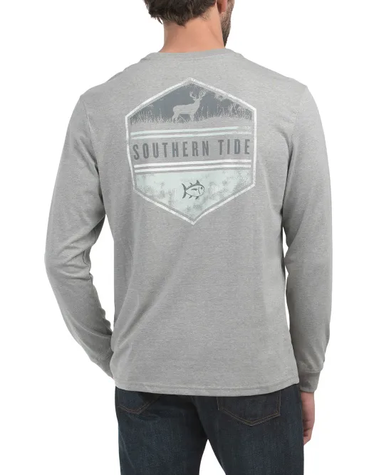 

Футболка с длинным рукавом и шестигранной отделкой Deer Southern Tide, цвет Quarry