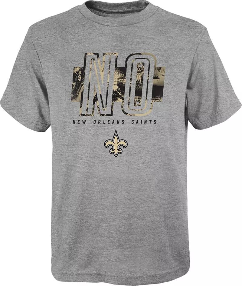 

NFL Team Apparel Серая футболка New Orleans Saints для мальчиков с аббревиатурой