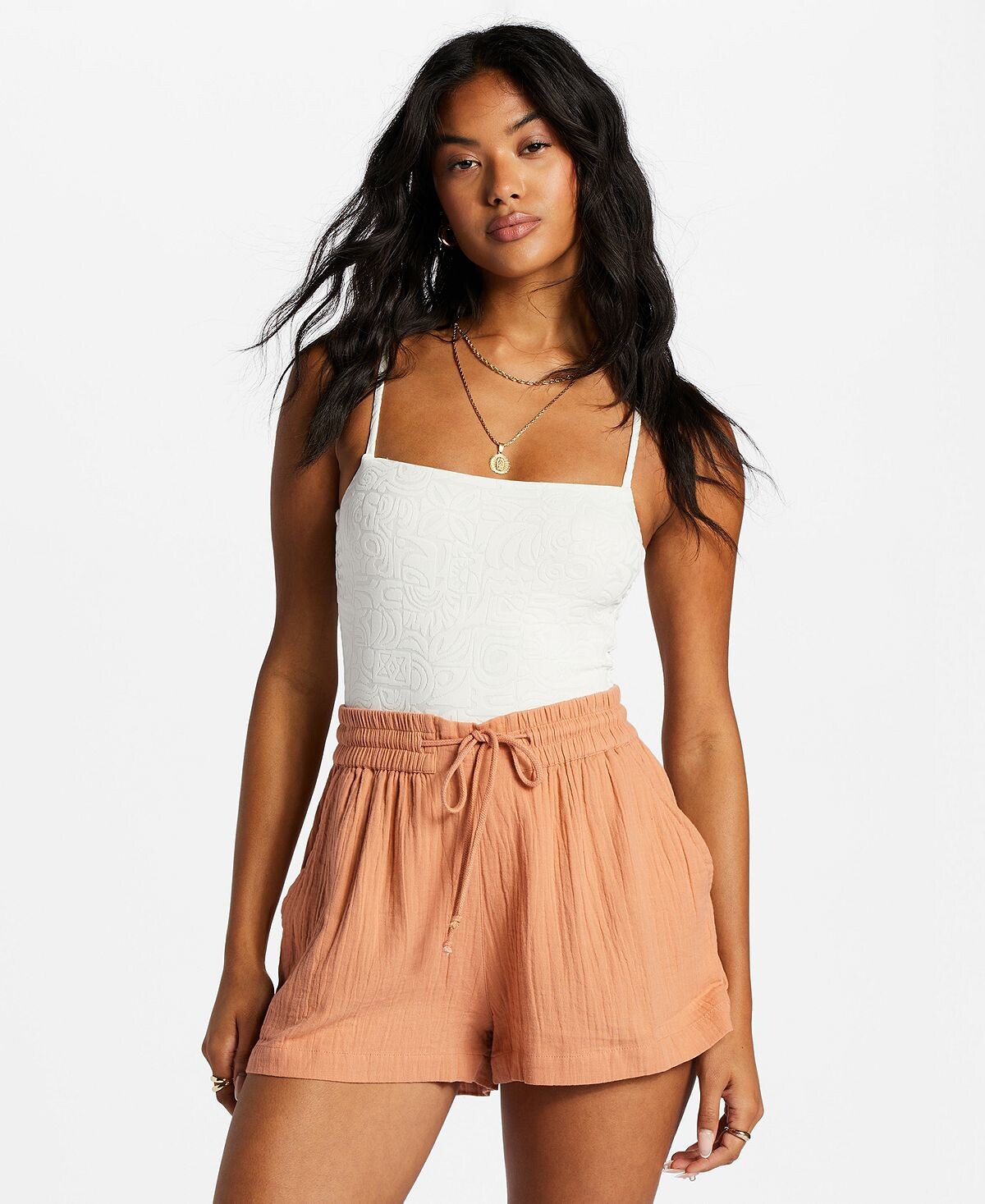 

Шорты из хлопковой ткани с высокой посадкой для подростков Day Tripper Billabong
