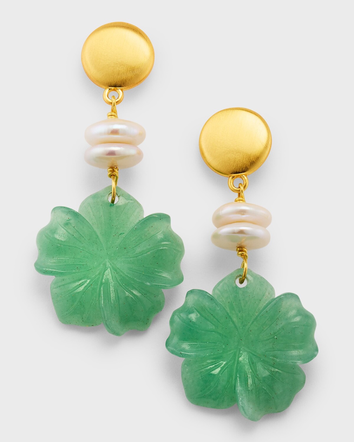 

Серьги-подвески с нефритовым цветком авантюрина NEST Jewelry, цвет Green