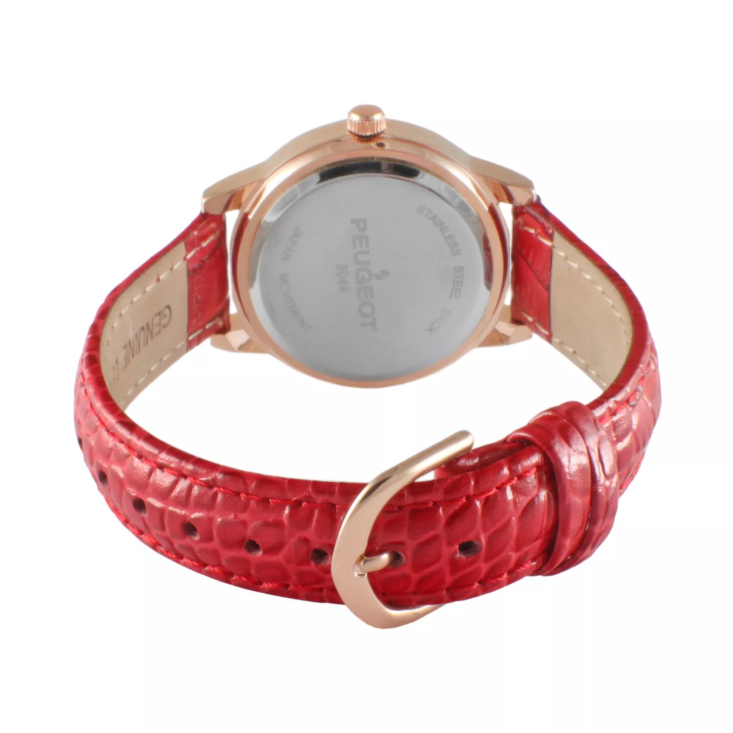 цена Женские кожаные часы с кристаллами, Красные Peugeot, красный