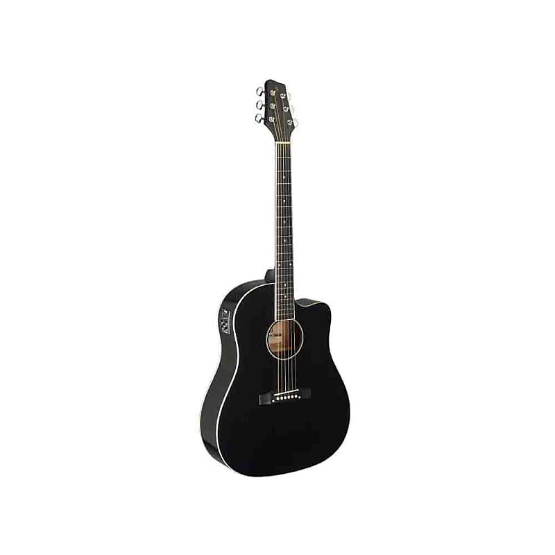 

Акустическая гитара Stagg SA35 DSCE-BK Dreadnought Cutaway Basswood Top 6-String Acoustic-Electric Slope Shoulder Guitar