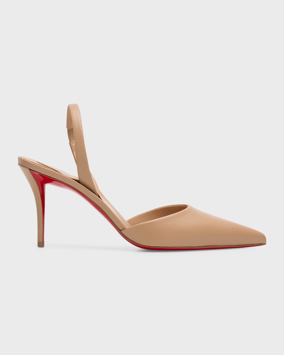 

Кожаные туфли с открытой пяткой Aposстрофа на красной подошве Christian Louboutin, цвет Blush