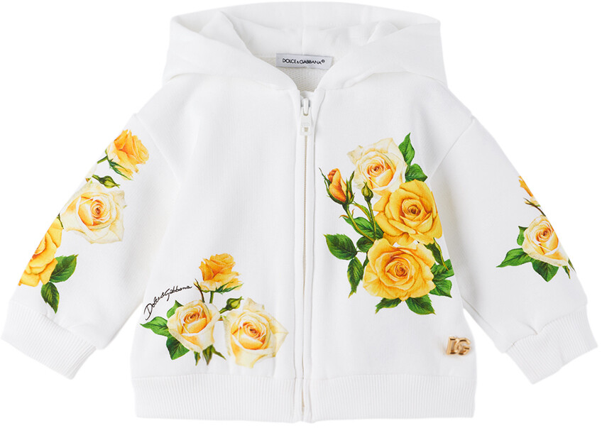 

Детское белое худи с цветочным принтом Dolce&Gabbana