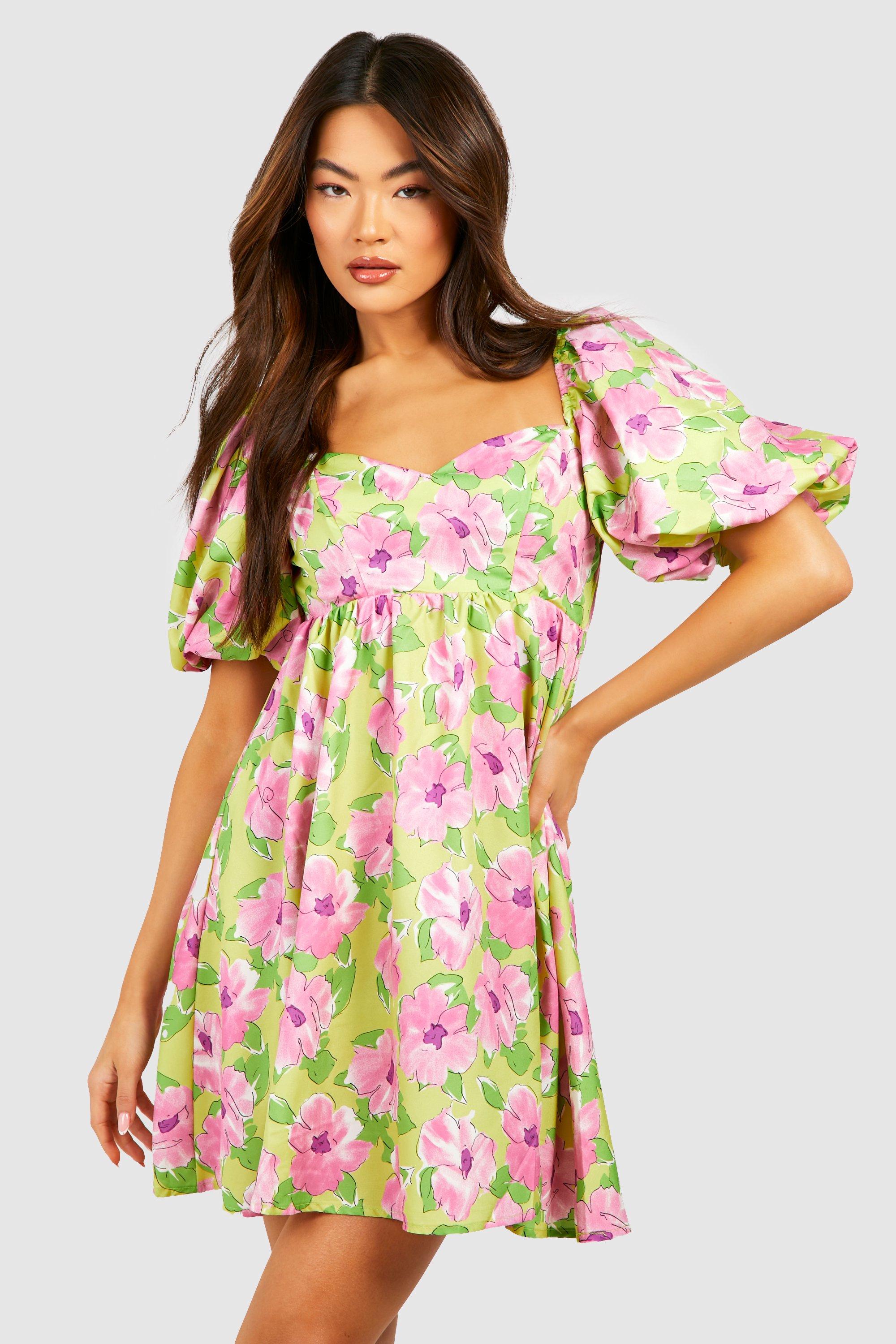 Платье с цветочным платьем Boohoo, фиолетовый