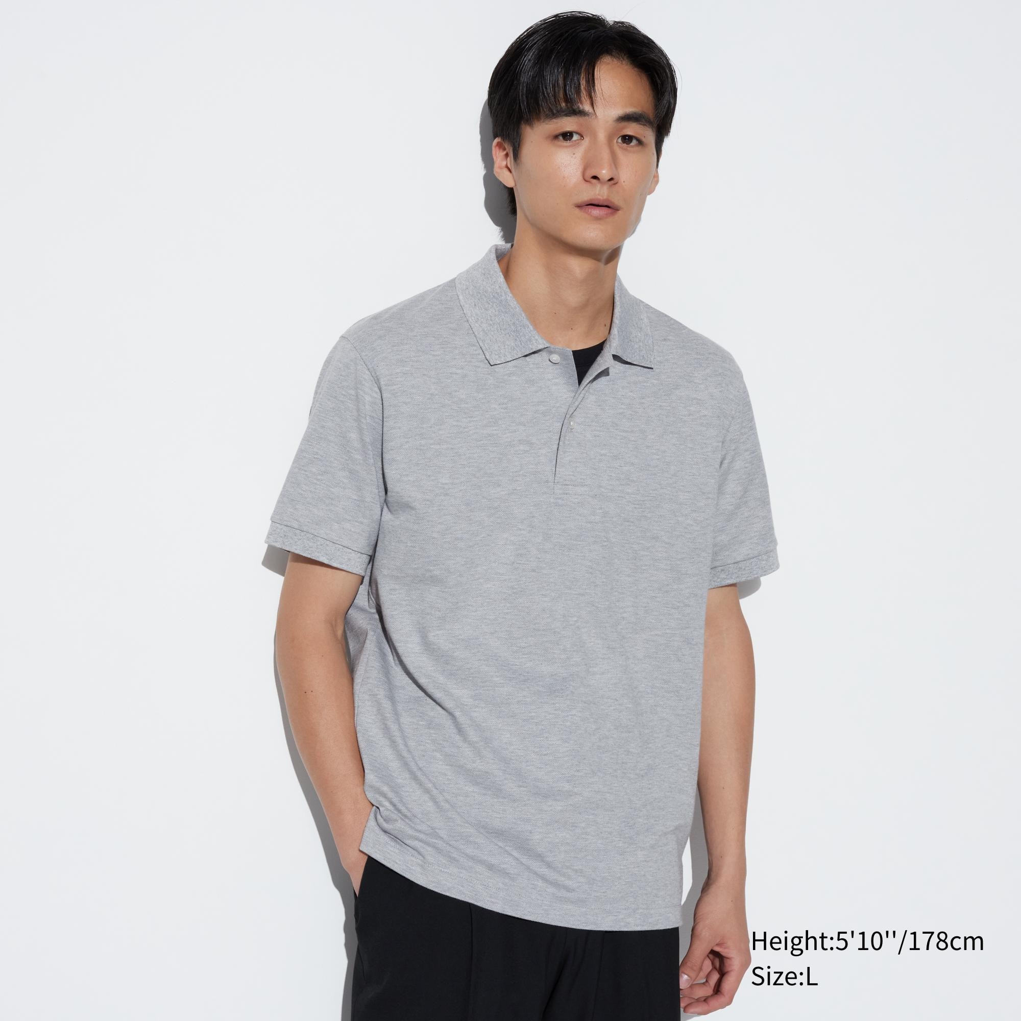 Рубашка-поло Uniqlo Dry Pique с короткими рукавами, серый
