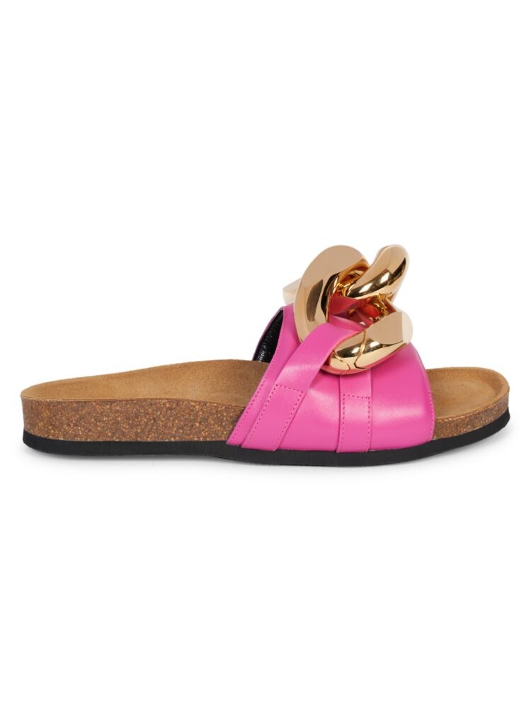 

Кожаные шлепанцы с цепочкой Jw Anderson, цвет Bright Pink