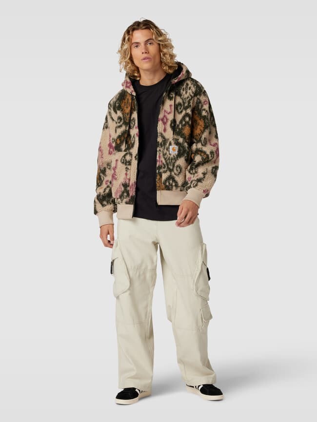 

Флисовая куртка с узором по всей поверхности и этикеткой Carhartt Work In Progress, песочный, Бежевый