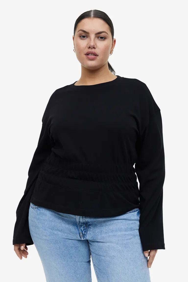 цена Комплектная блузка с эластичной талией H&M, черный