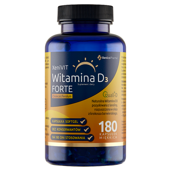 Витамин Д3 в таблетках XeniVIT Witamina D Forte, 180 шт витамин d3 vitateka холекальциферол 2000 ме 60 шт