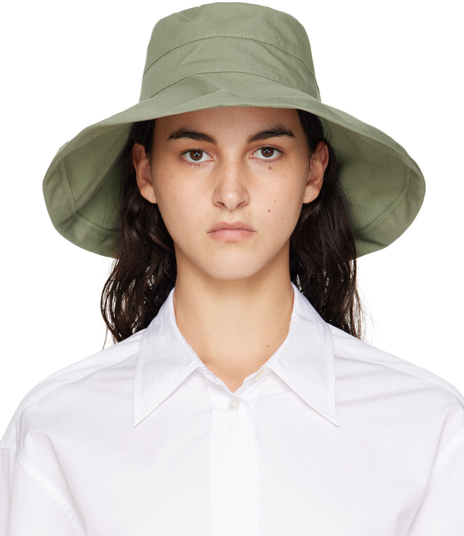 

Зеленая компактная потертая панама Jil Sander